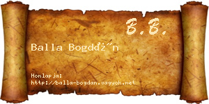 Balla Bogdán névjegykártya
